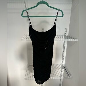 Oh Polly black ruched mini dress